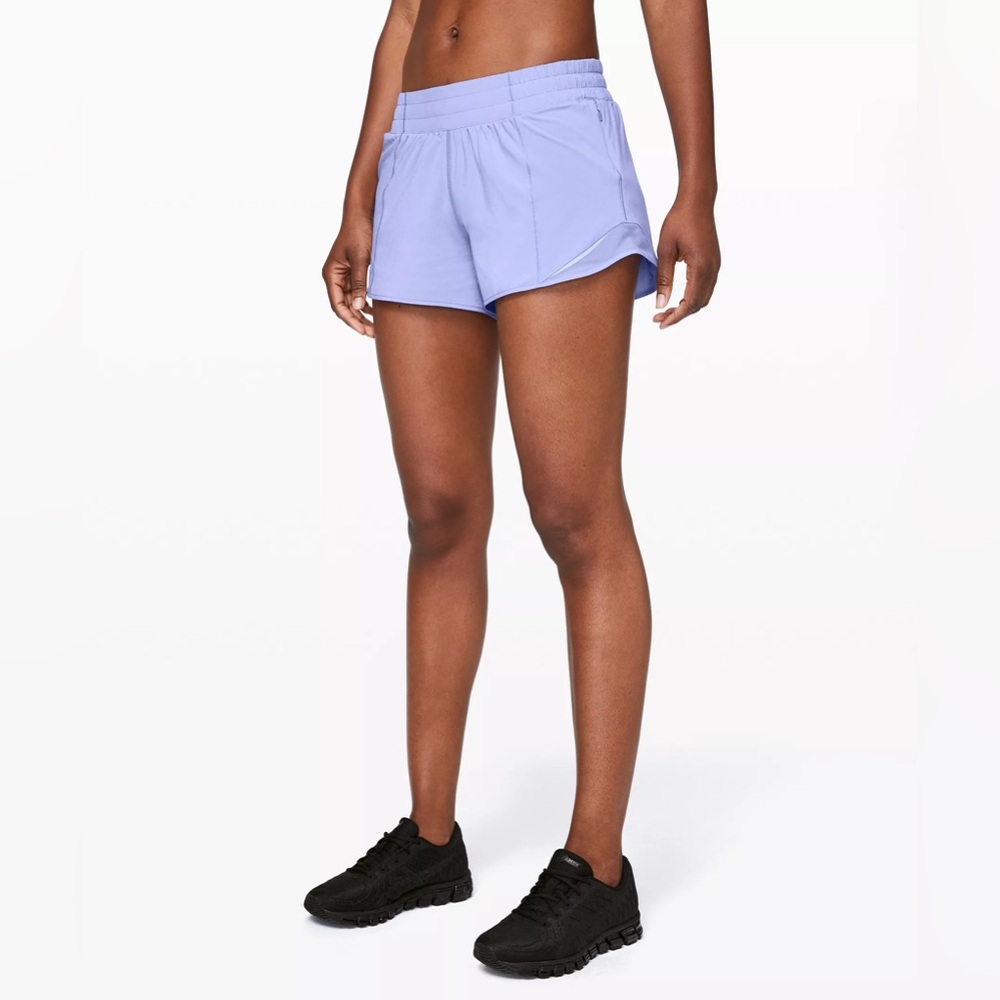 Lululemon Hotty Hot Lined Short 4" Hydrangea Blue